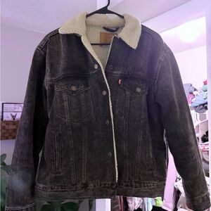 Levi’s Black Denim Sherpa Trucker Jacket